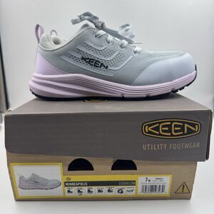 KEEN Utility Minneapolis Women 7M Steel Toe Work Sneakers Gray Orchid NIB Defect